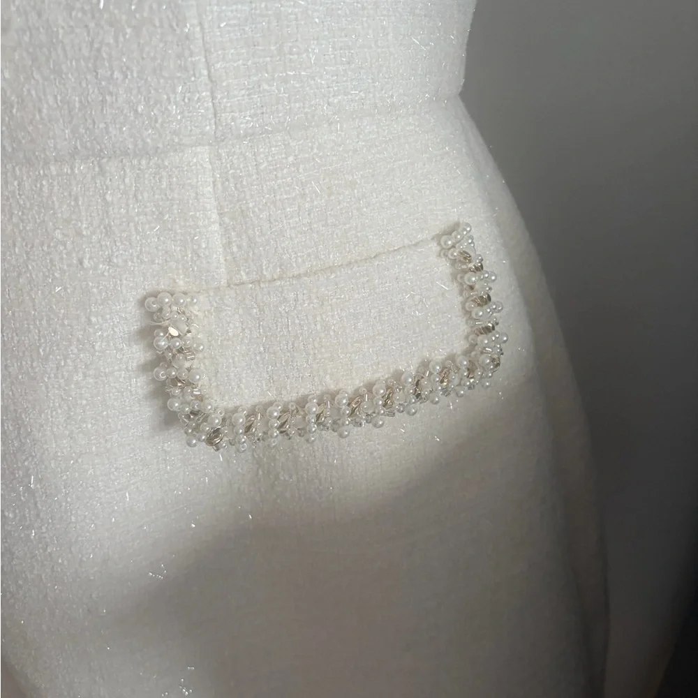 NADINE MERABI Elegant Cream Mini Dress - Picture 5 of 12